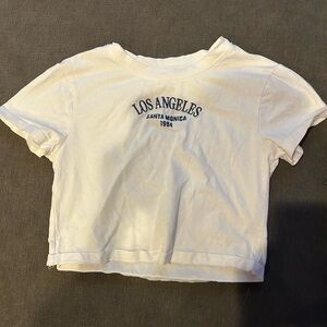 White Cropped Tee with Los Angeles Print